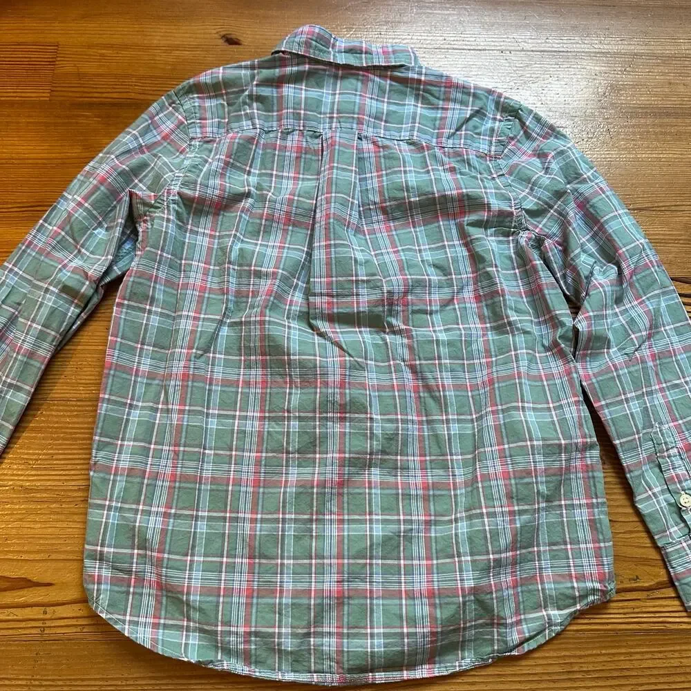 Ralph Lauren green pink‎ plaid long sleeve button up shirt SIZE L 14-16